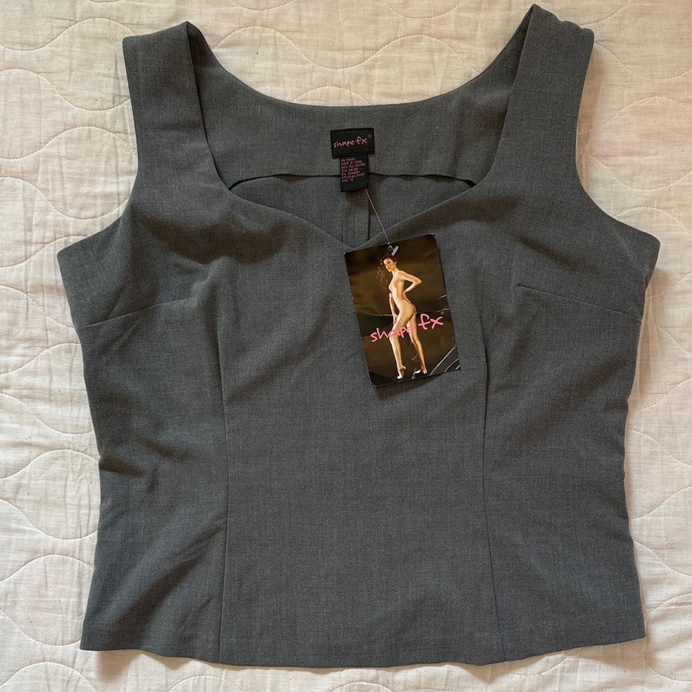 Shape FX Charcoal Sleeveless Blouse